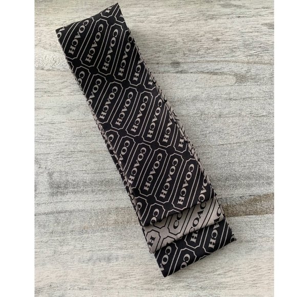 Coach lozenge logo print Twilly ponytail / bag scarf in Grey and Black - Picture 1 of 6